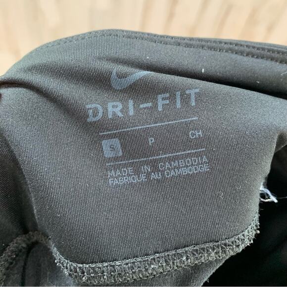 Nike Running Black Cropped Leggings Mesh Panels Compression - Picture 4 of 5